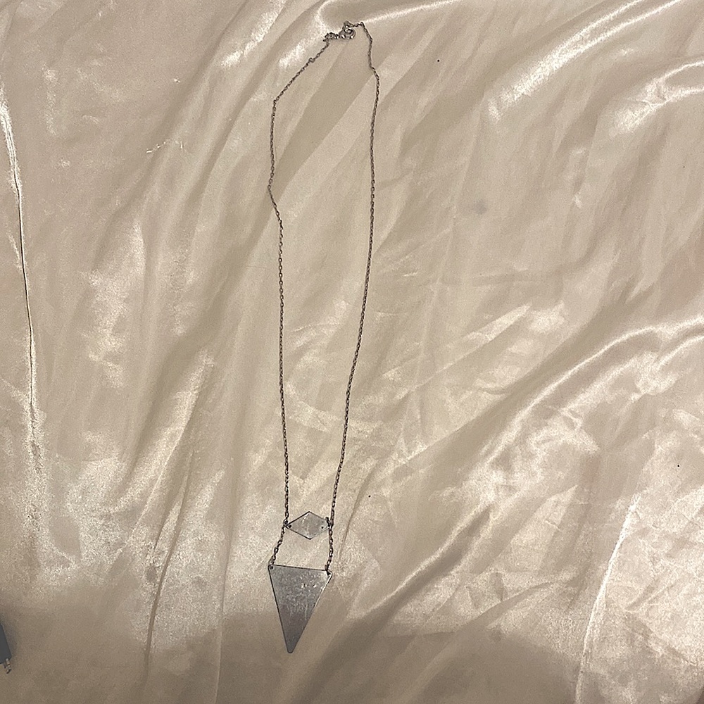 Silver forever 21 long triangle necklace